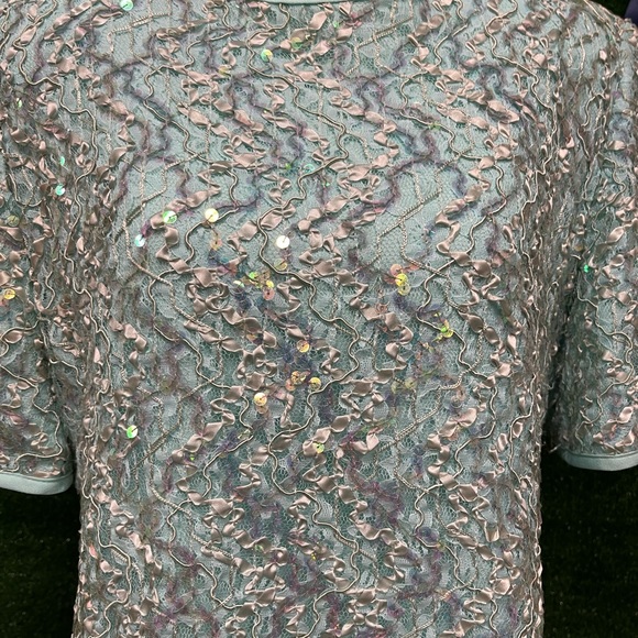Vintage Caron Chicago blue sequin top fits like a medium, slight lose fit. - Picture 4 of 8